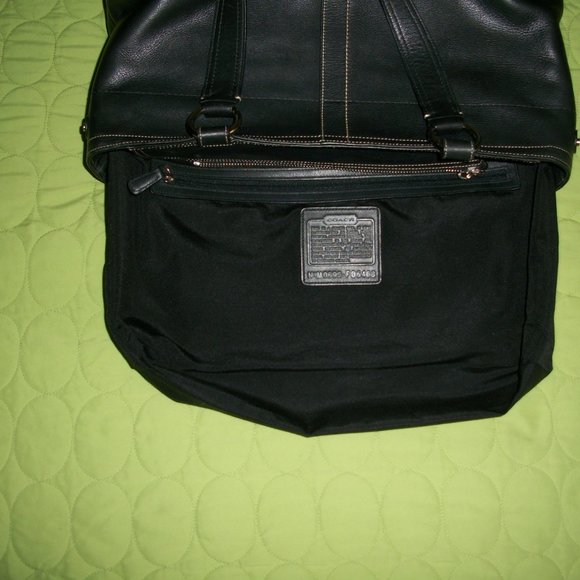 Coach Black Large Leather Beige Stitch Satchel/Shoulder Handbag - Picture 16 of 16